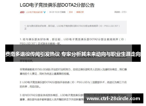 费南多退役传闻引发热议 专家分析其未来动向与职业生涯走向